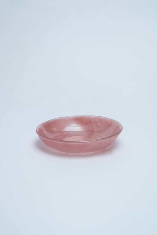 TIGELA PEQUENA DE VIDRO FUNDIDO ROSA