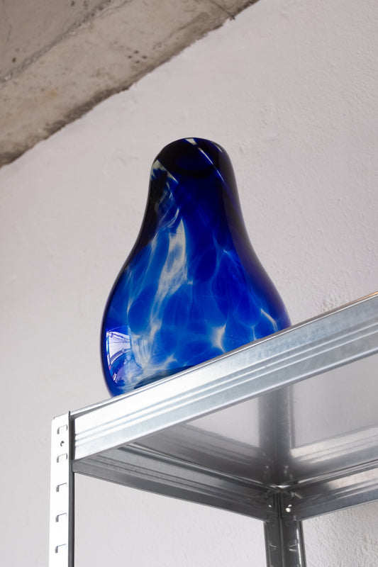VASO DE VIDRO  SOPRADO AZUL