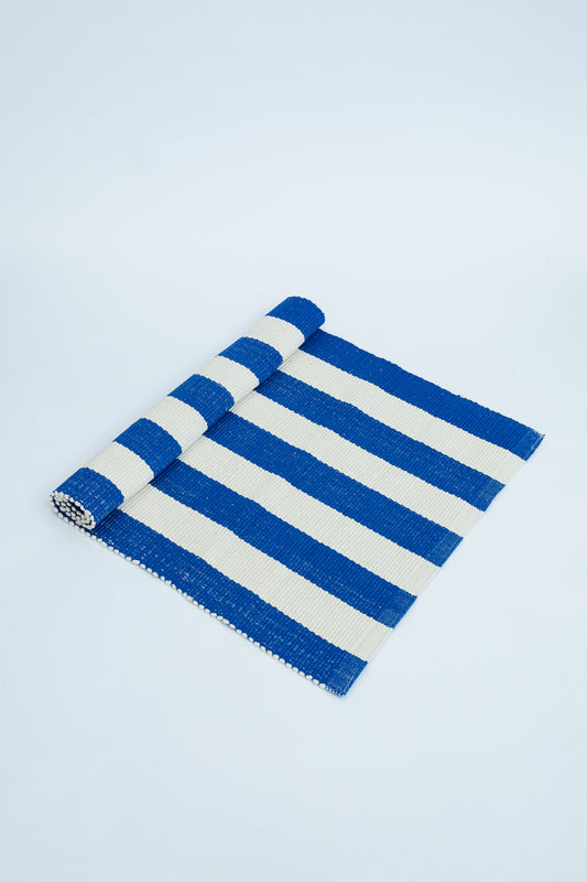 TAPETE RECIFE ALGODÃO CRU E AZUL KLEIN